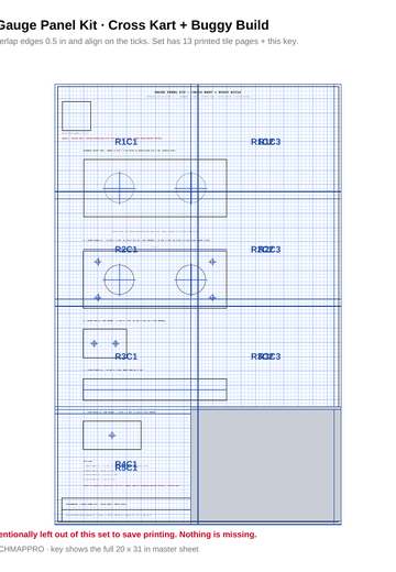 Gauge Panel Kit — Cross Kart + Buggy Build