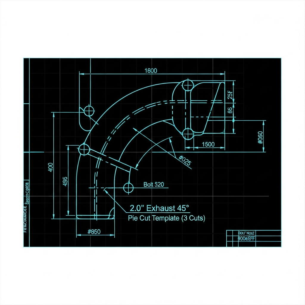 2.0" Exhaust 45° Pie Cut Template (3 cuts)