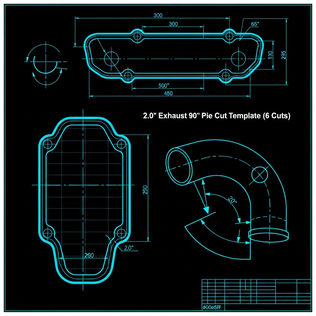 2.0" Exhaust 90° Pie Cut Template (6 cuts)