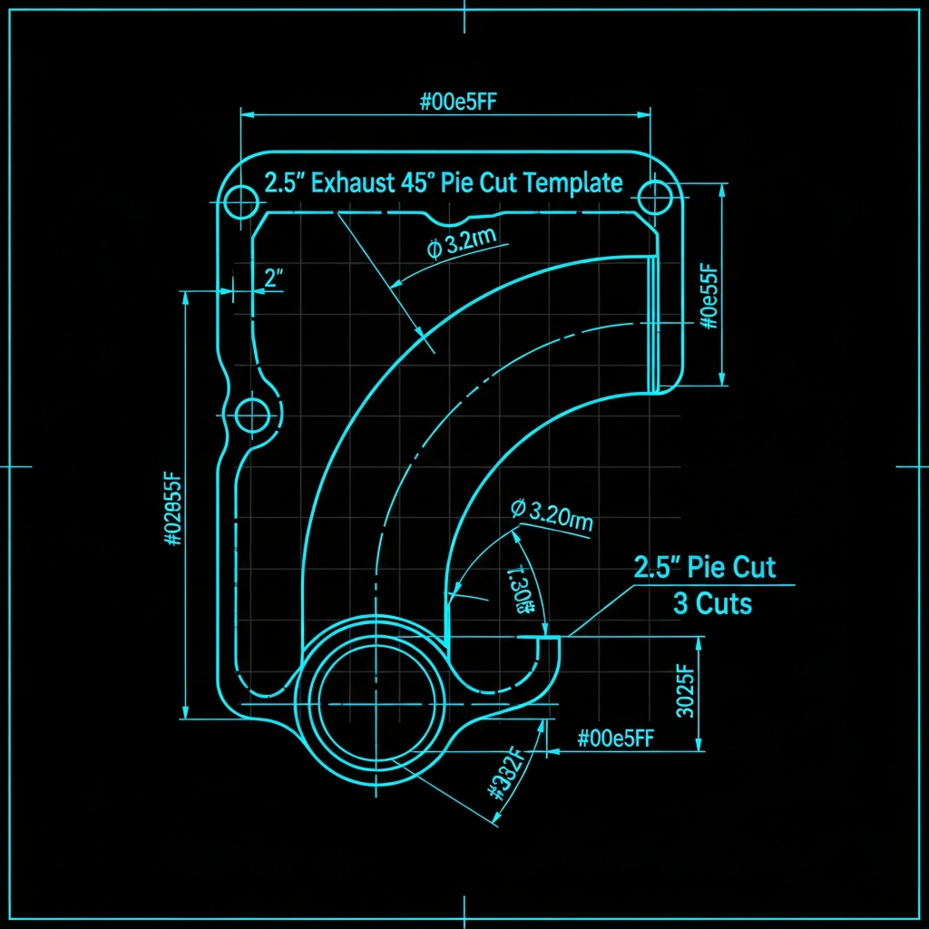 2.5" Exhaust 45° Pie Cut Template (3 cuts)