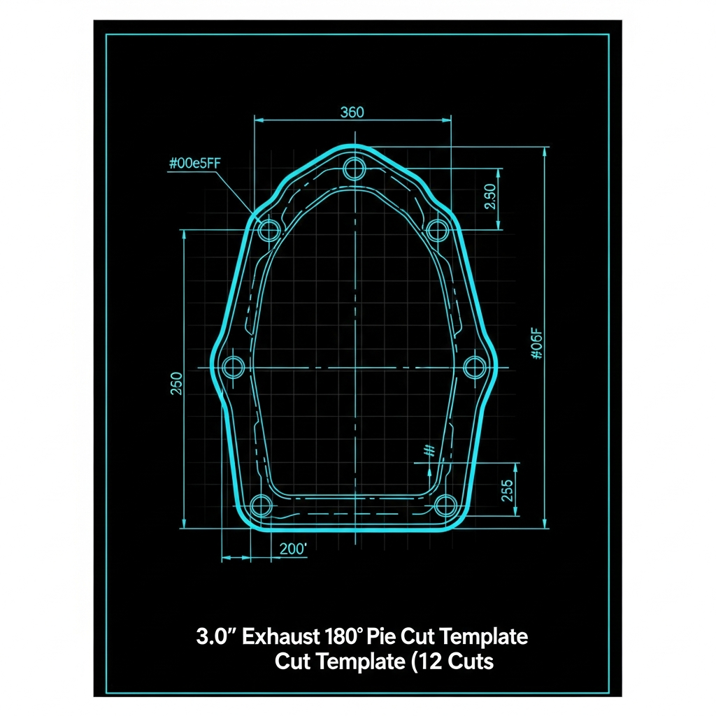 3.0" Exhaust 180° Pie Cut Template (12 cuts)
