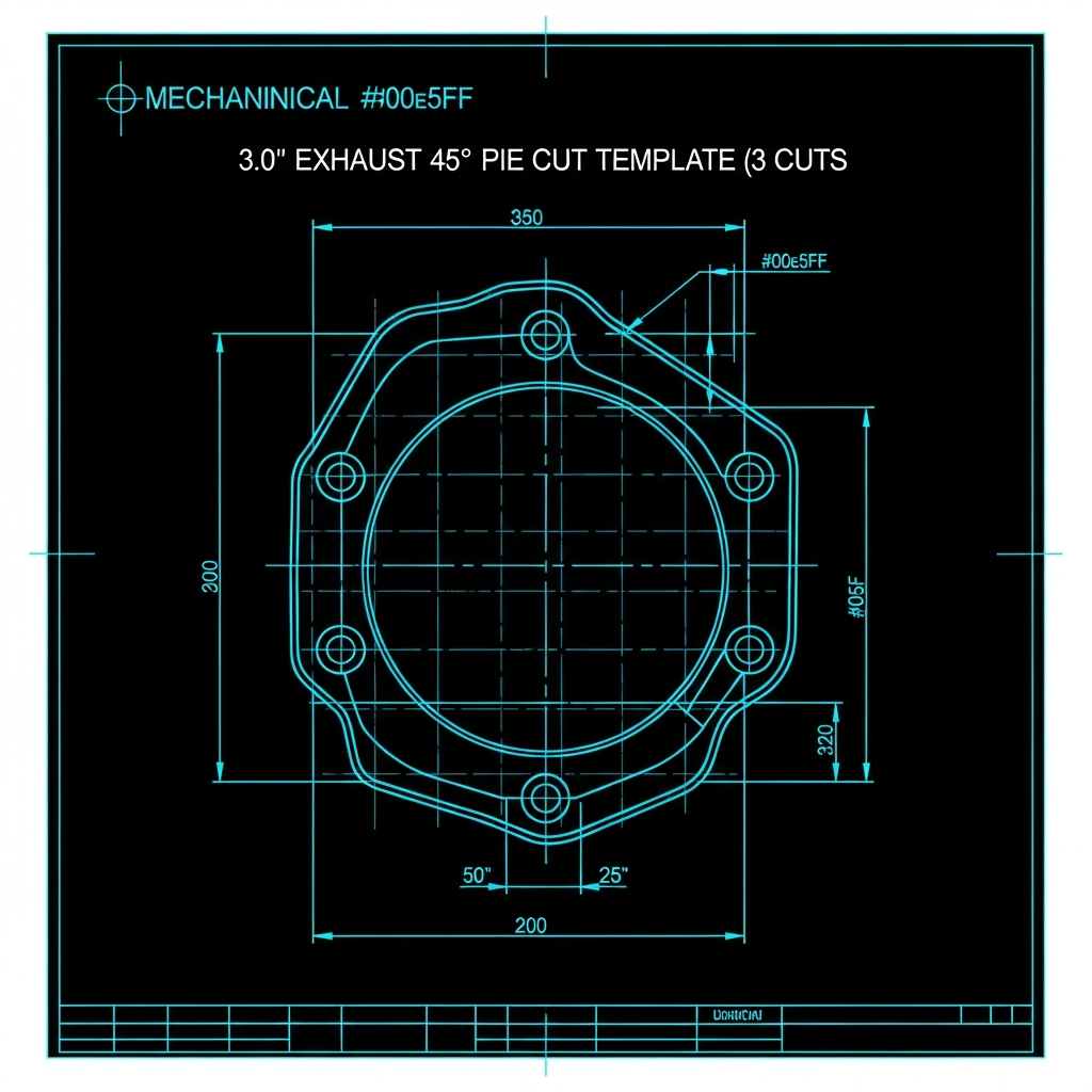 3.0" Exhaust 45° Pie Cut Template (3 cuts)