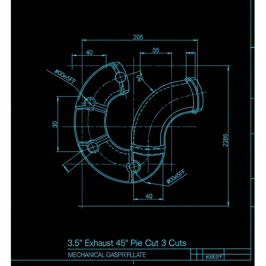 3.5" Exhaust 45° Pie Cut Template (3 cuts)