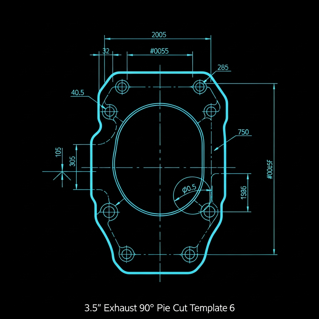 3.5" Exhaust 90° Pie Cut Template (6 cuts)
