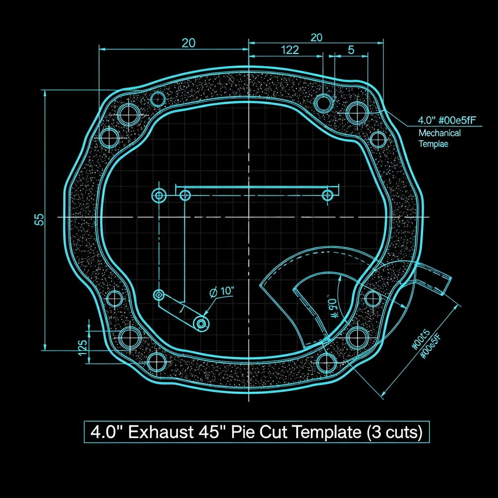 4.0" Exhaust 45° Pie Cut Template (3 cuts)