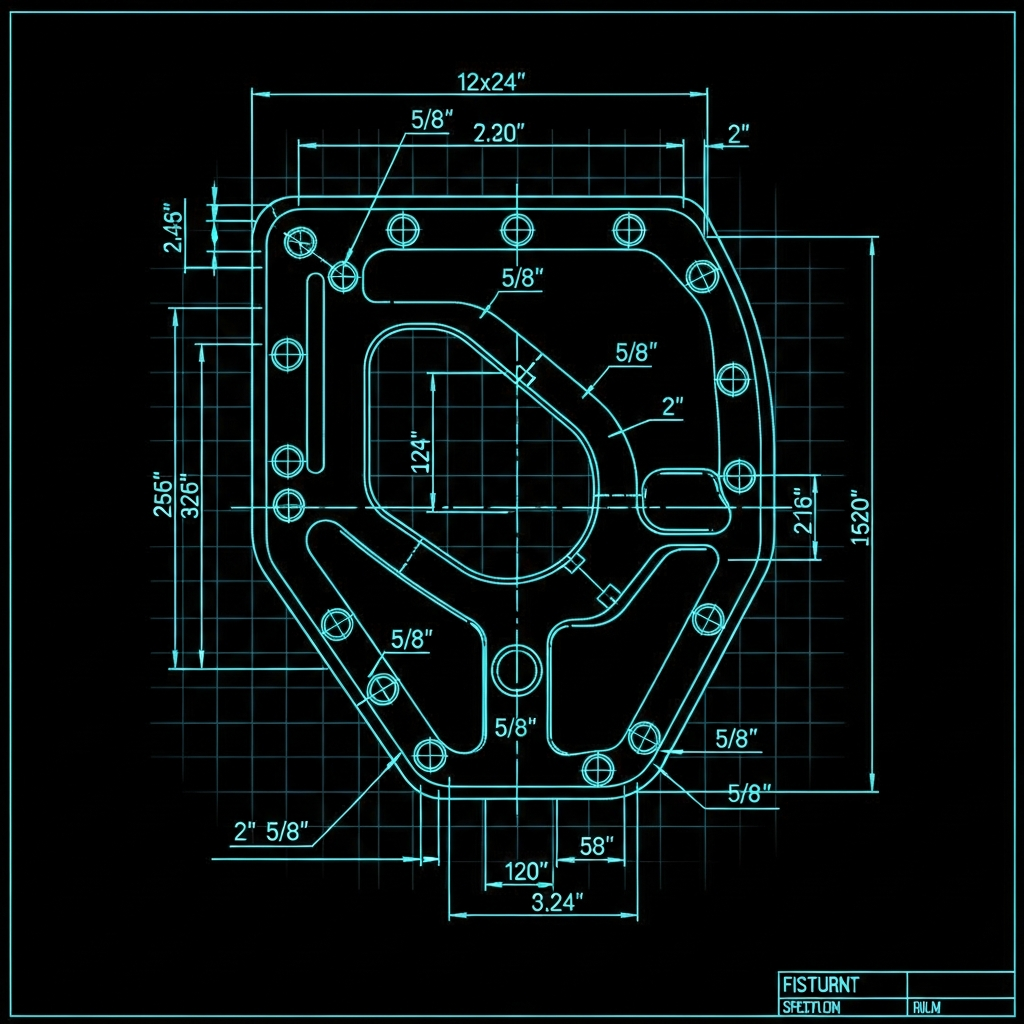 12x24 Fixture Plate Hole Pattern (5/8" holes, 2" spacing)