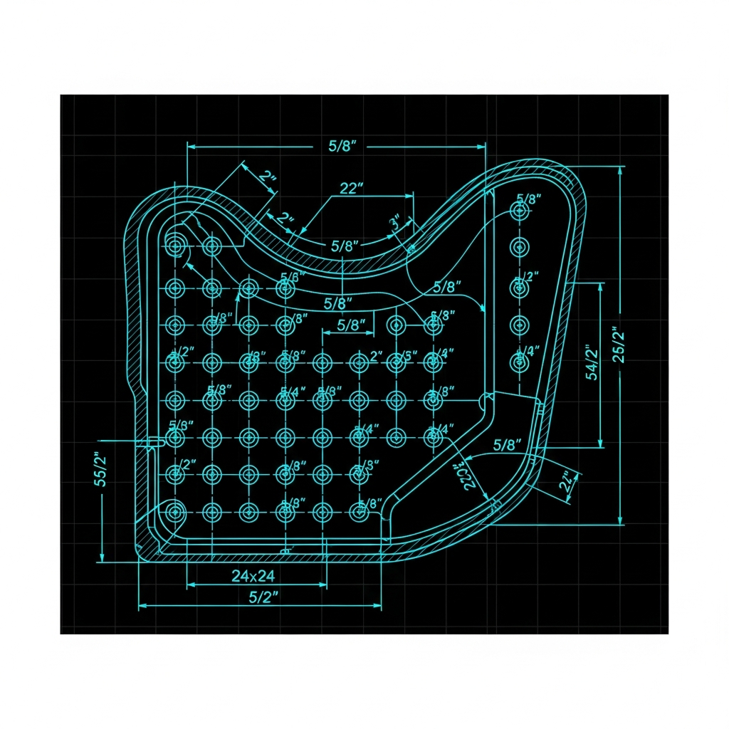 24x24 Fixture Plate Hole Pattern (5/8" holes, 2" spacing)
