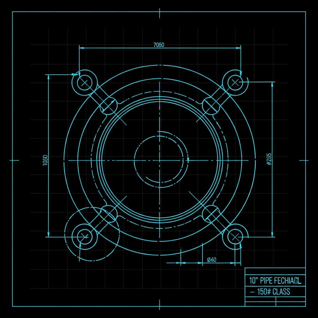 10" Pipe Flange Template — 150# Class