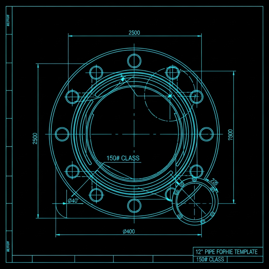 12" Pipe Flange Template — 150# Class