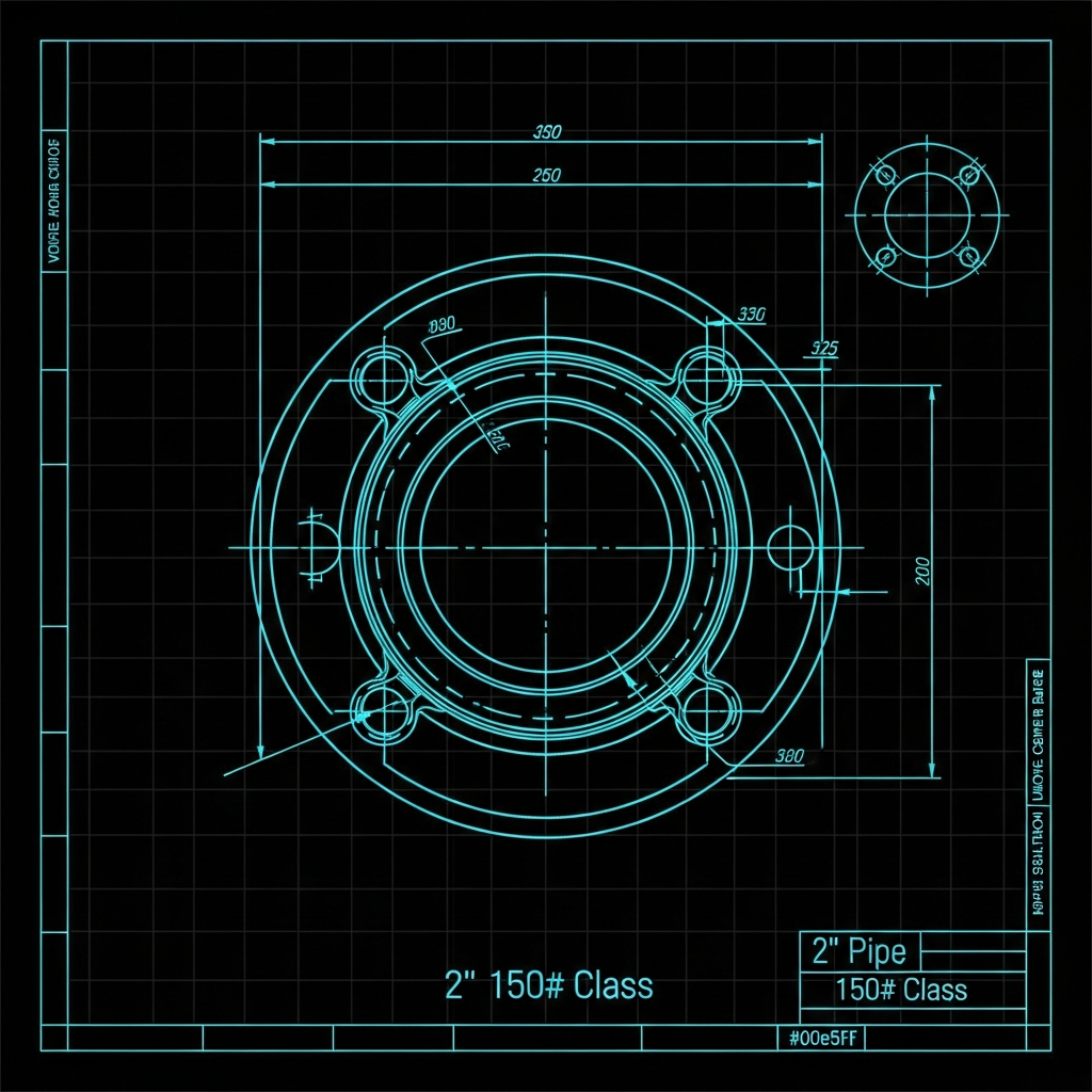 2" Pipe Flange Template — 150# Class
