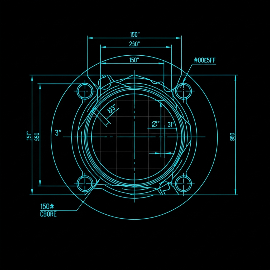 3" Pipe Flange Template — 150# Class
