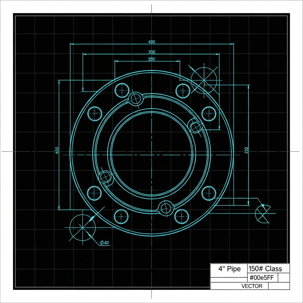 4" Pipe Flange Template — 150# Class