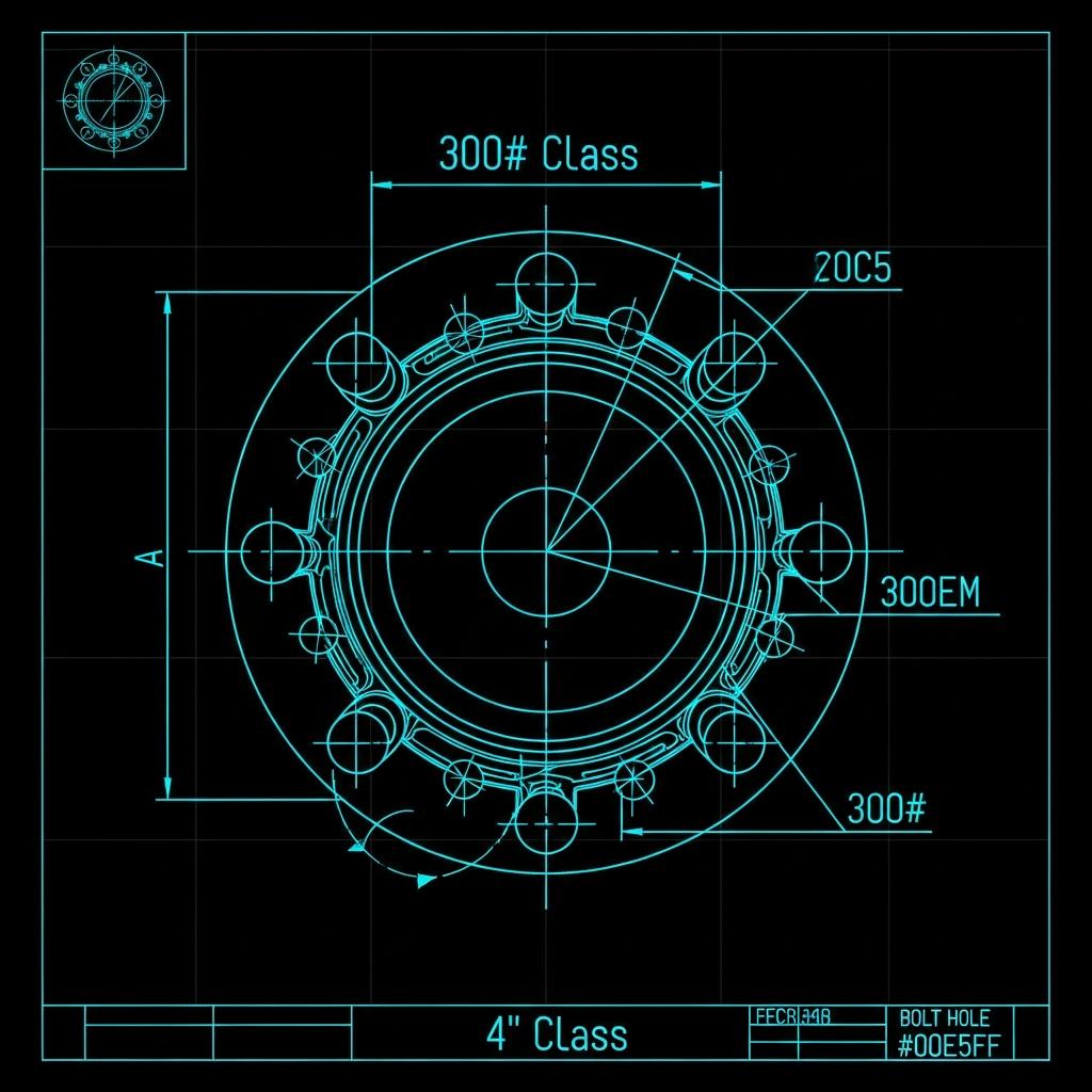 4" Pipe Flange Template — 300# Class