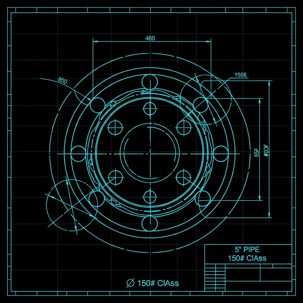5" Pipe Flange Template — 150# Class
