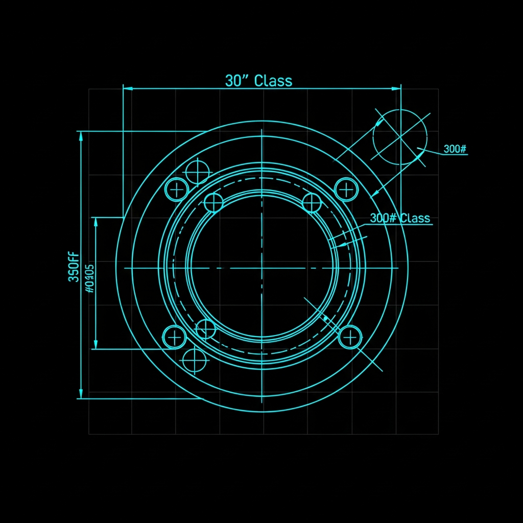 6" Pipe Flange Template — 300# Class