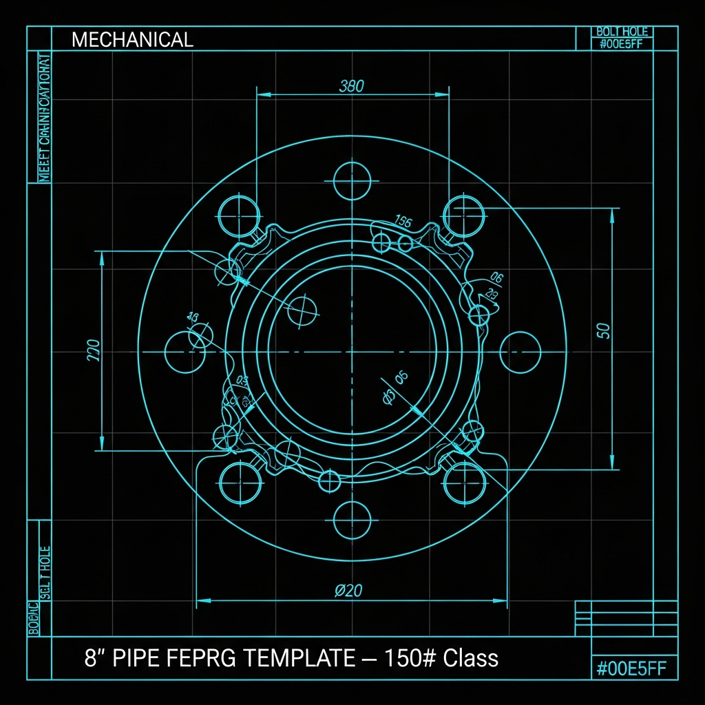 8" Pipe Flange Template — 150# Class