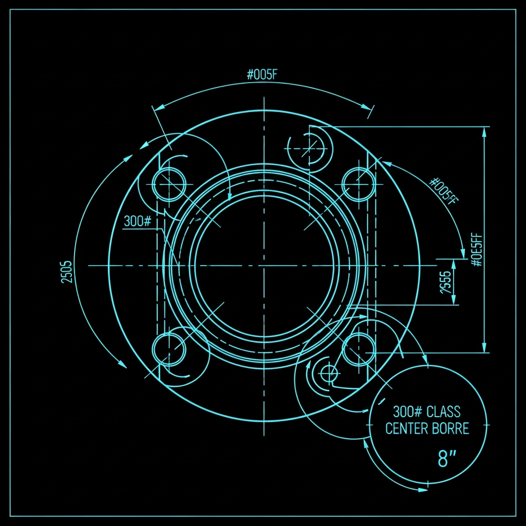 8" Pipe Flange Template — 300# Class