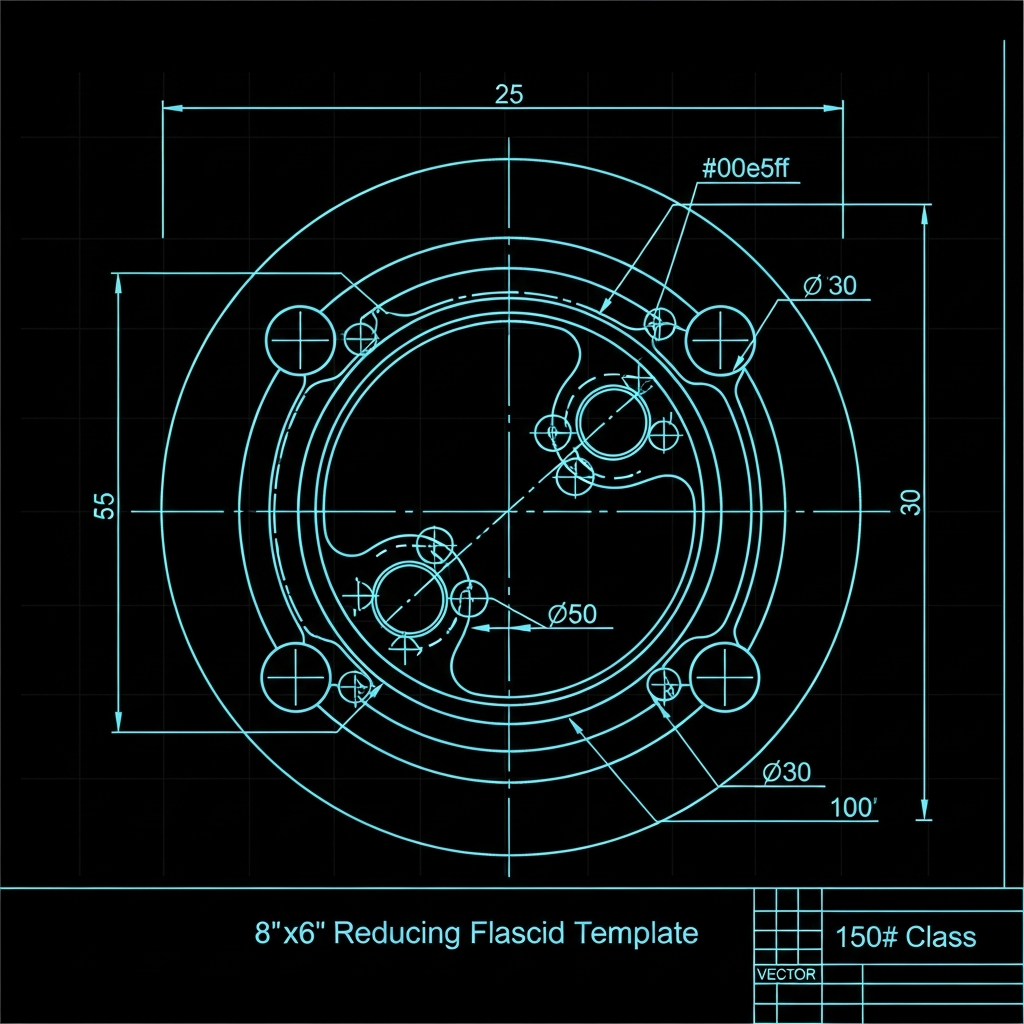 8"x6" Reducing Flange Template — 150# Class