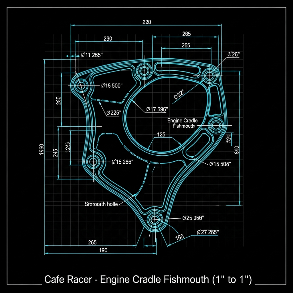 Cafe Racer — Engine Cradle Fishmouth (1" to 1")