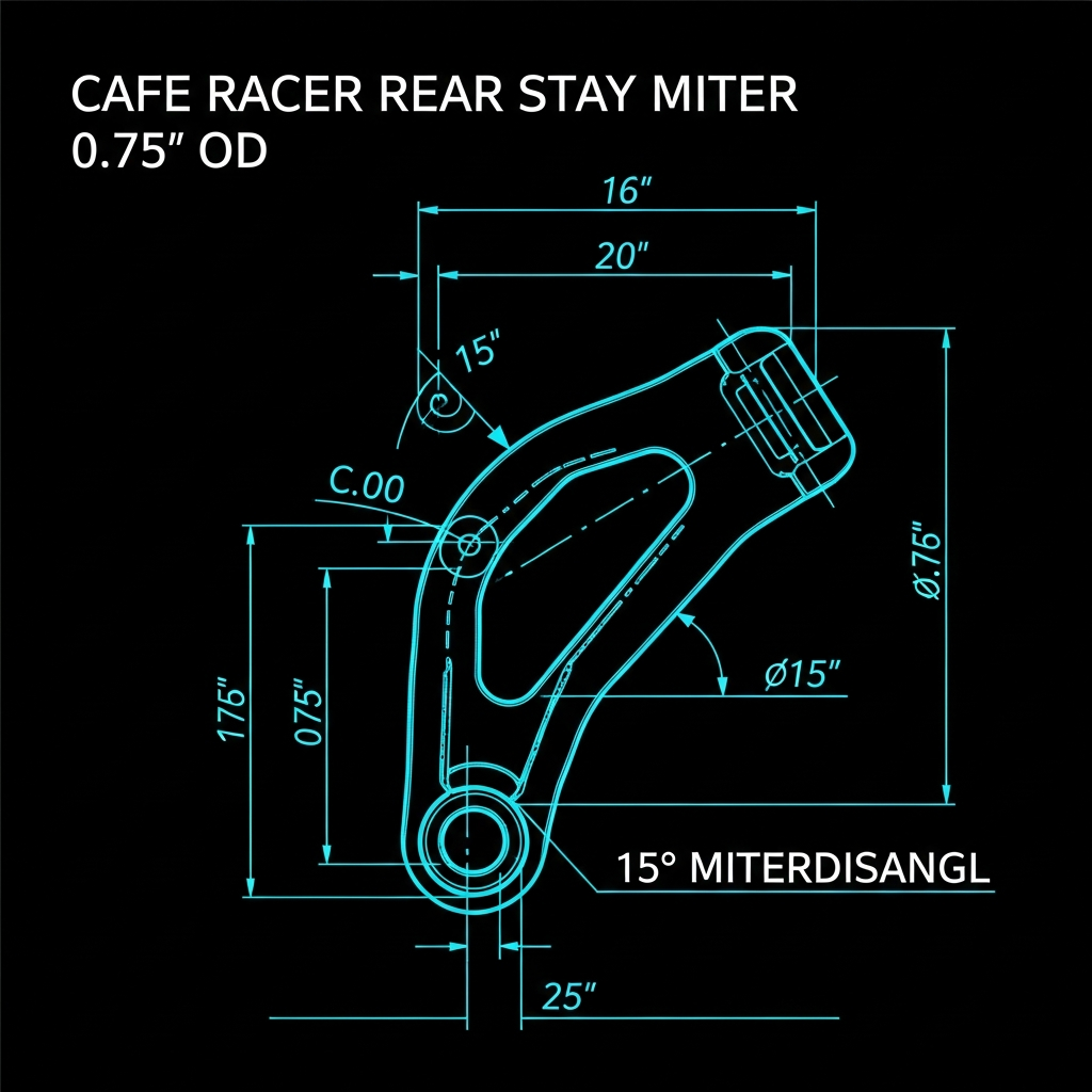 Cafe Racer — Rear Stay Miter (0.75" OD, 15°)