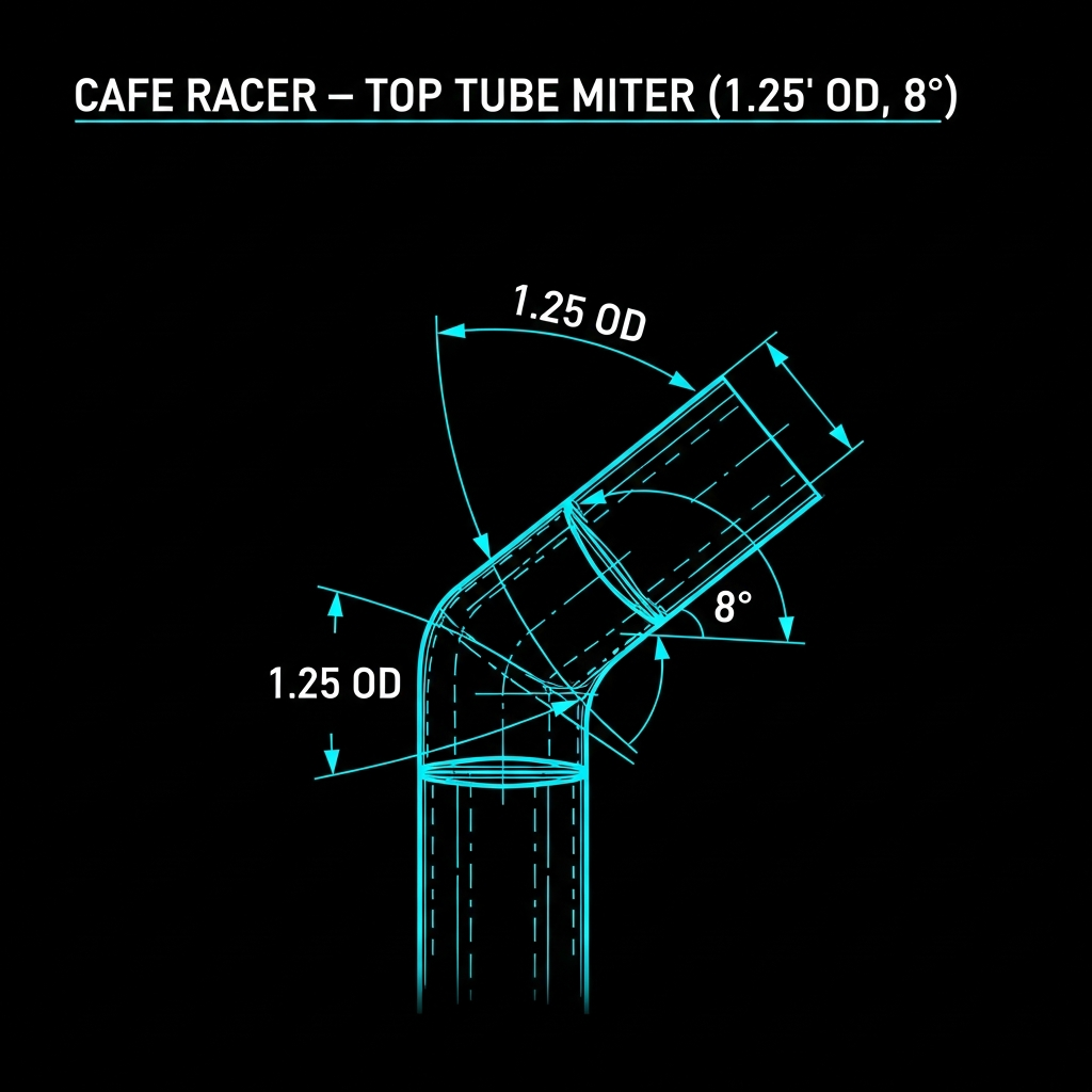 Cafe Racer — Top Tube Miter (1.25" OD, 8°)