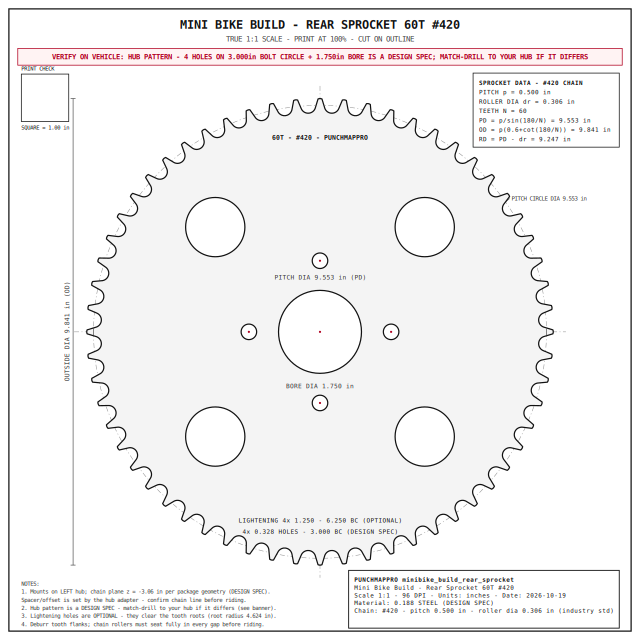 Mini Bike Build - Rear Sprocket 60T #420