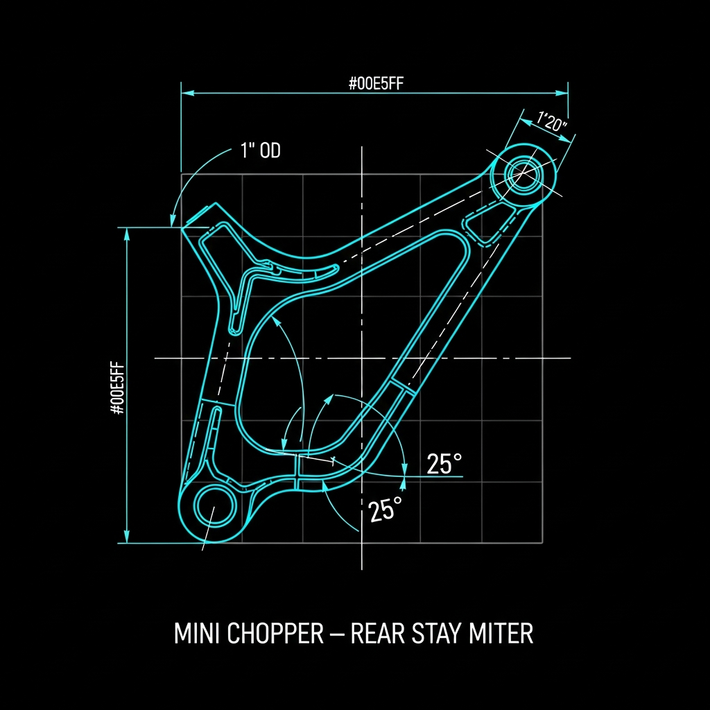 Mini Chopper — Rear Stay Miter (1" OD, 25°)