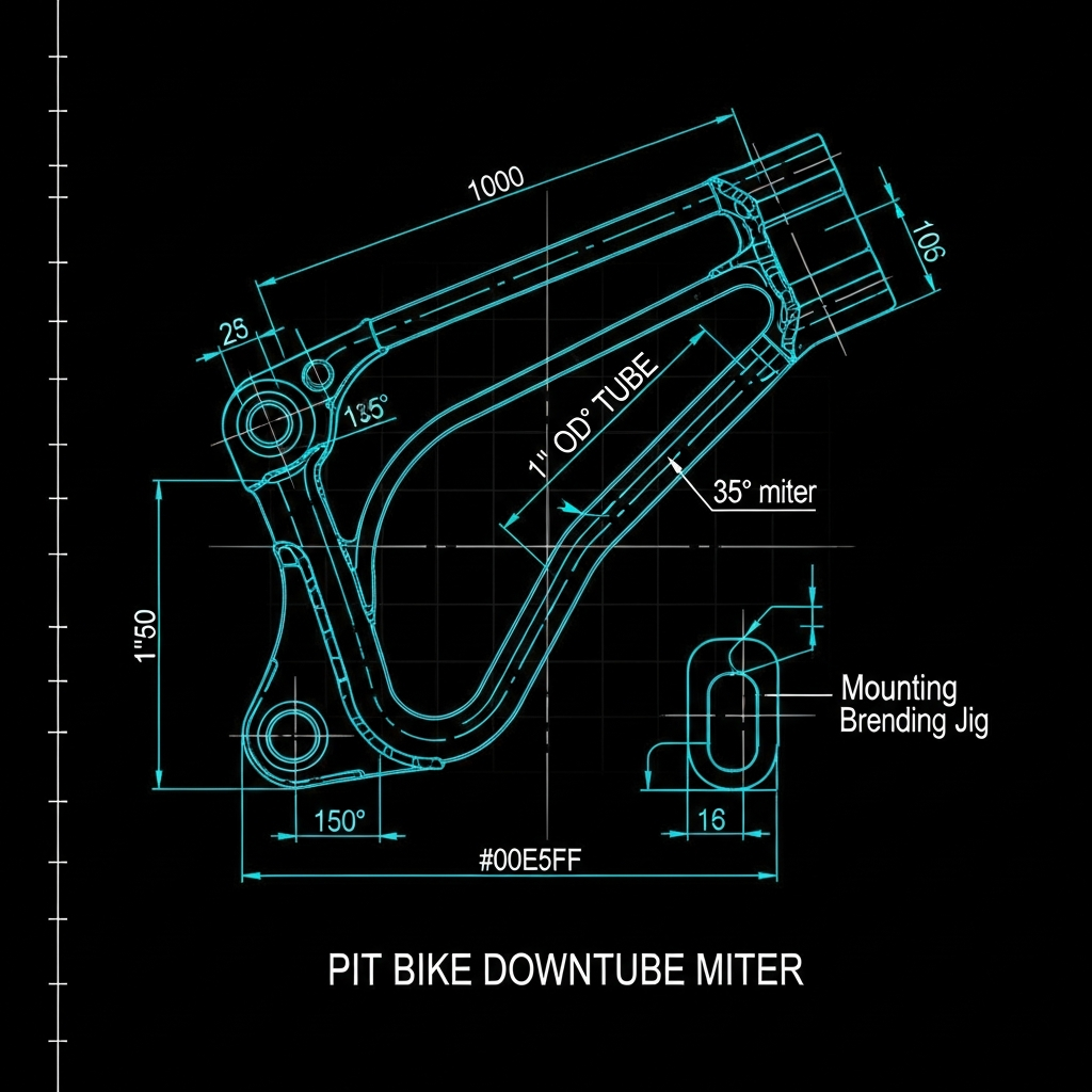 Pit Bike — Downtube Miter (1" OD, 35°)