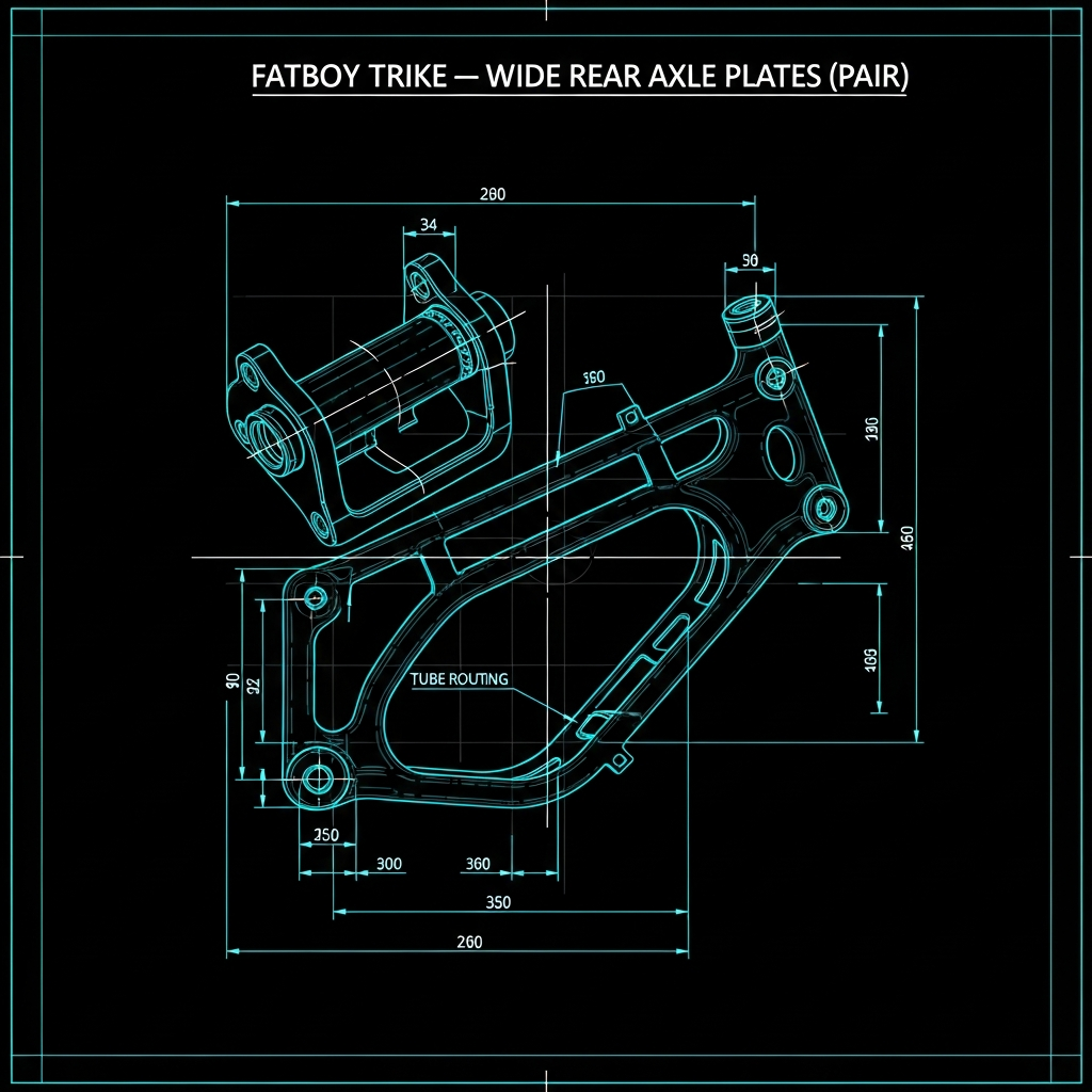 Fatboy Trike — Wide Rear Axle Plates (pair)