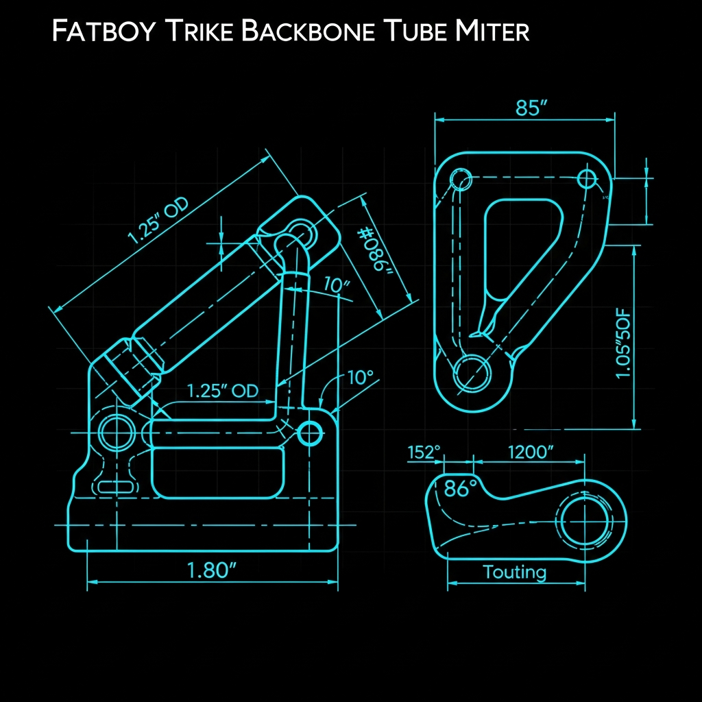 Fatboy Trike — Backbone Tube Miter (1.25" OD, 10°)