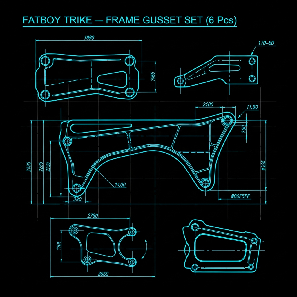 Fatboy Trike — Frame Gusset Set (6 pcs)