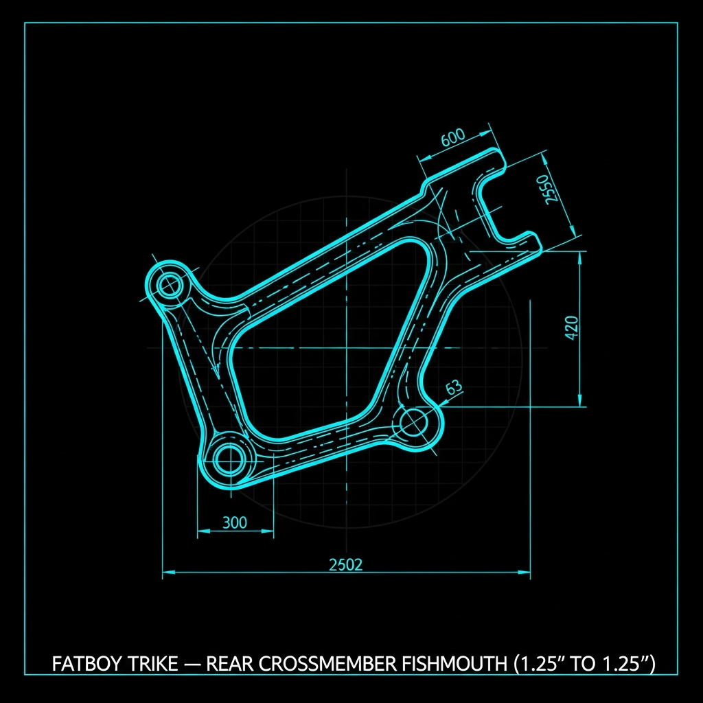 Fatboy Trike — Rear Crossmember Fishmouth (1.25" to 1.25")