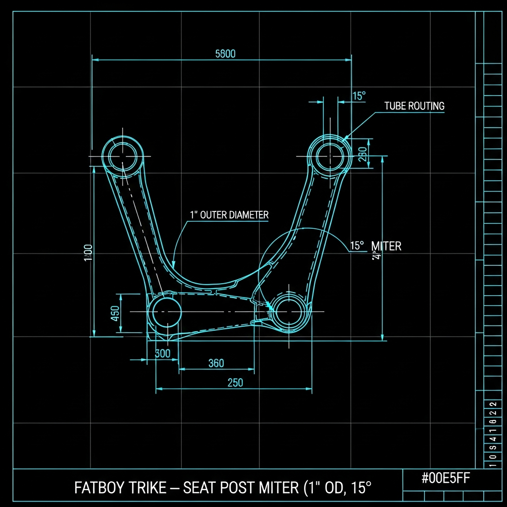 Fatboy Trike — Seat Post Miter (1" OD, 15°)