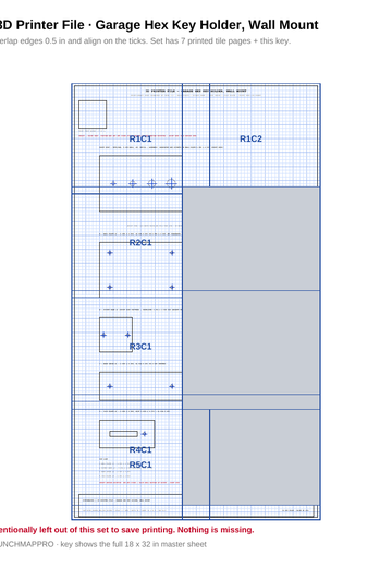 3D Printer File — Garage Hex Key Holder, Wall Mount