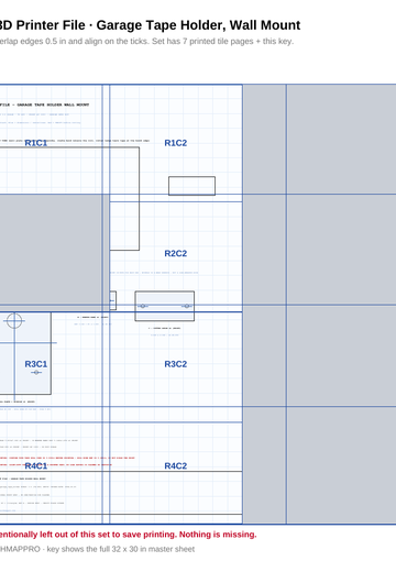 3D Printer File — Garage Tape Holder, Wall Mount