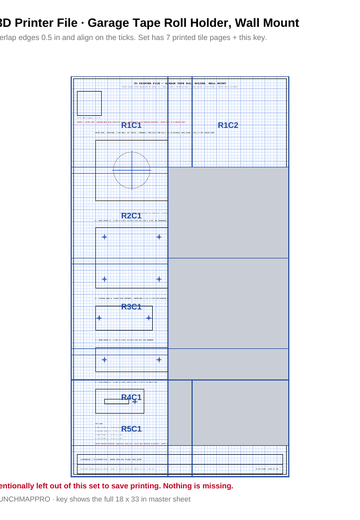 3D Printer File — Garage Tape Roll Holder, Wall Mount