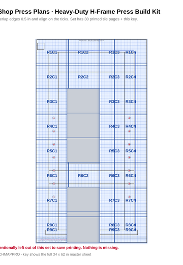 Shop Press Plans — Heavy-Duty H-Frame Press Build Kit