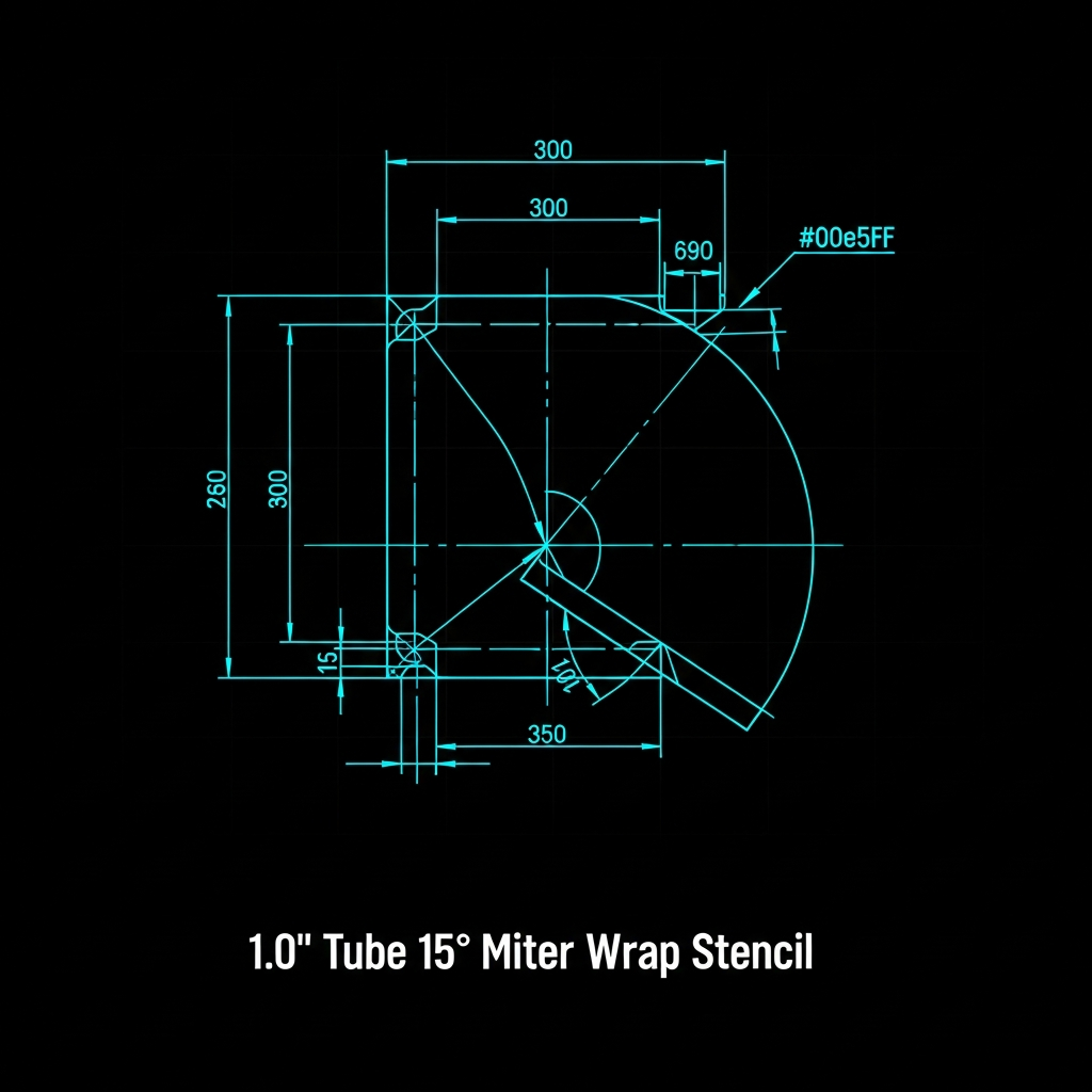 1.0" Tube 15° Miter Wrap Stencil
