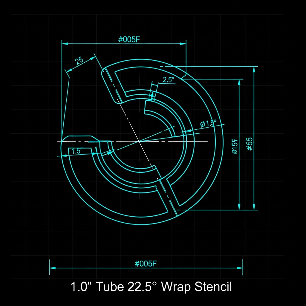 1.0" Tube 22.5° Miter Wrap Stencil