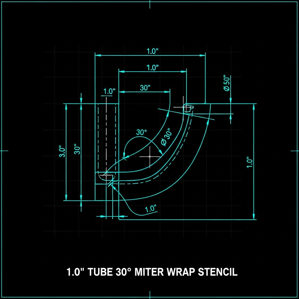 1.0" Tube 30° Miter Wrap Stencil