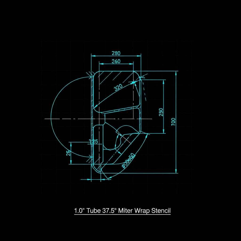 1.0" Tube 37.5° Miter Wrap Stencil