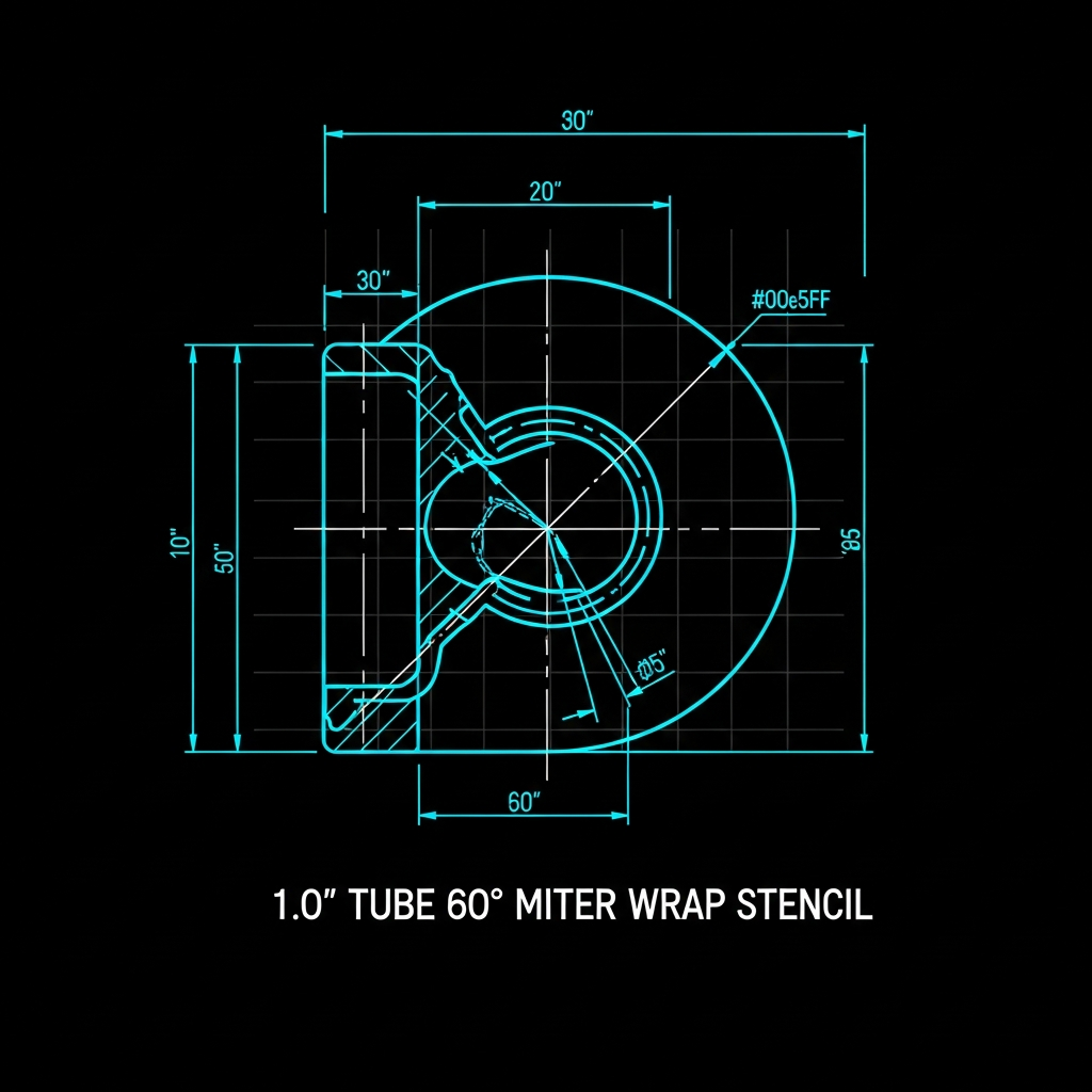 1.0" Tube 60° Miter Wrap Stencil