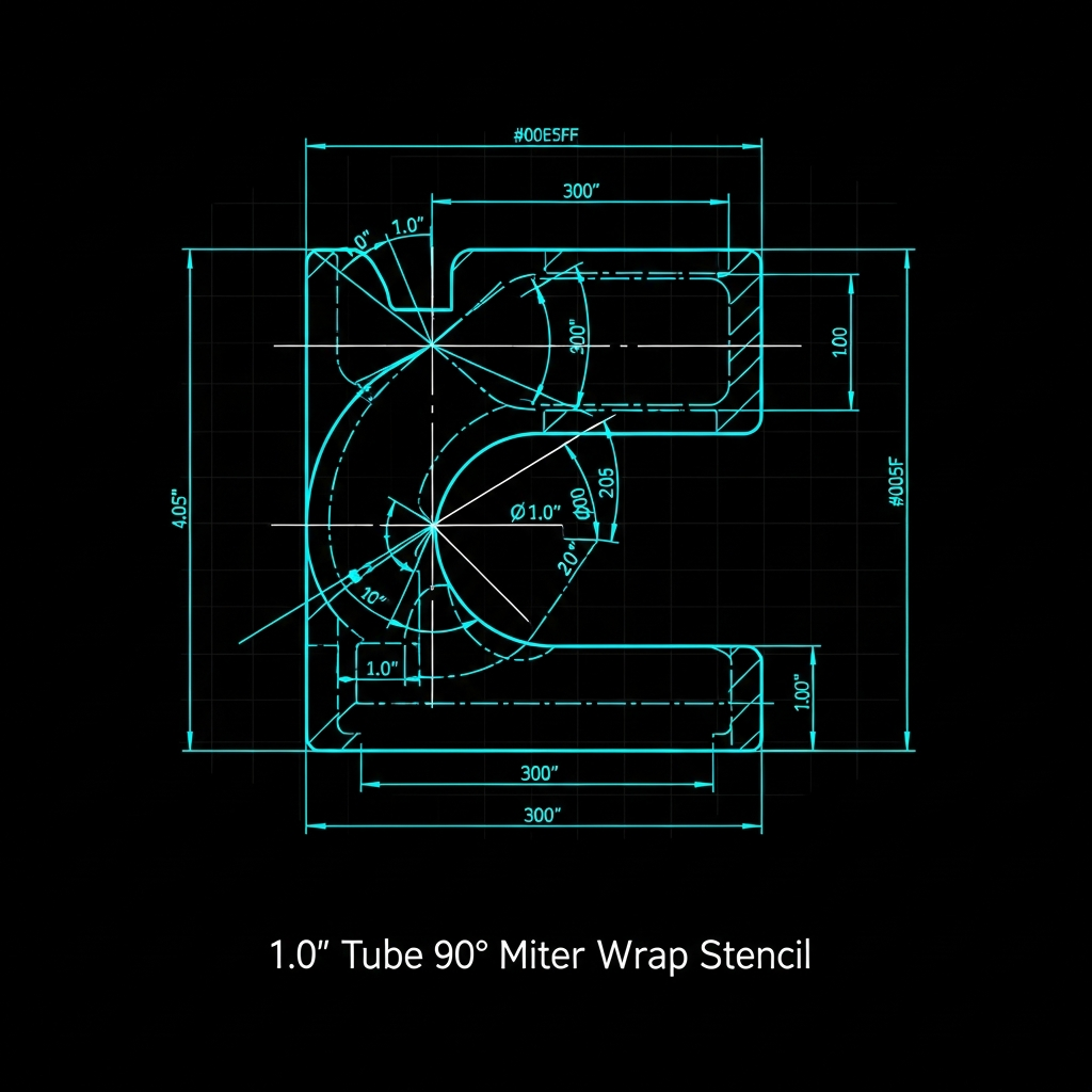 1.0" Tube 90° Miter Wrap Stencil