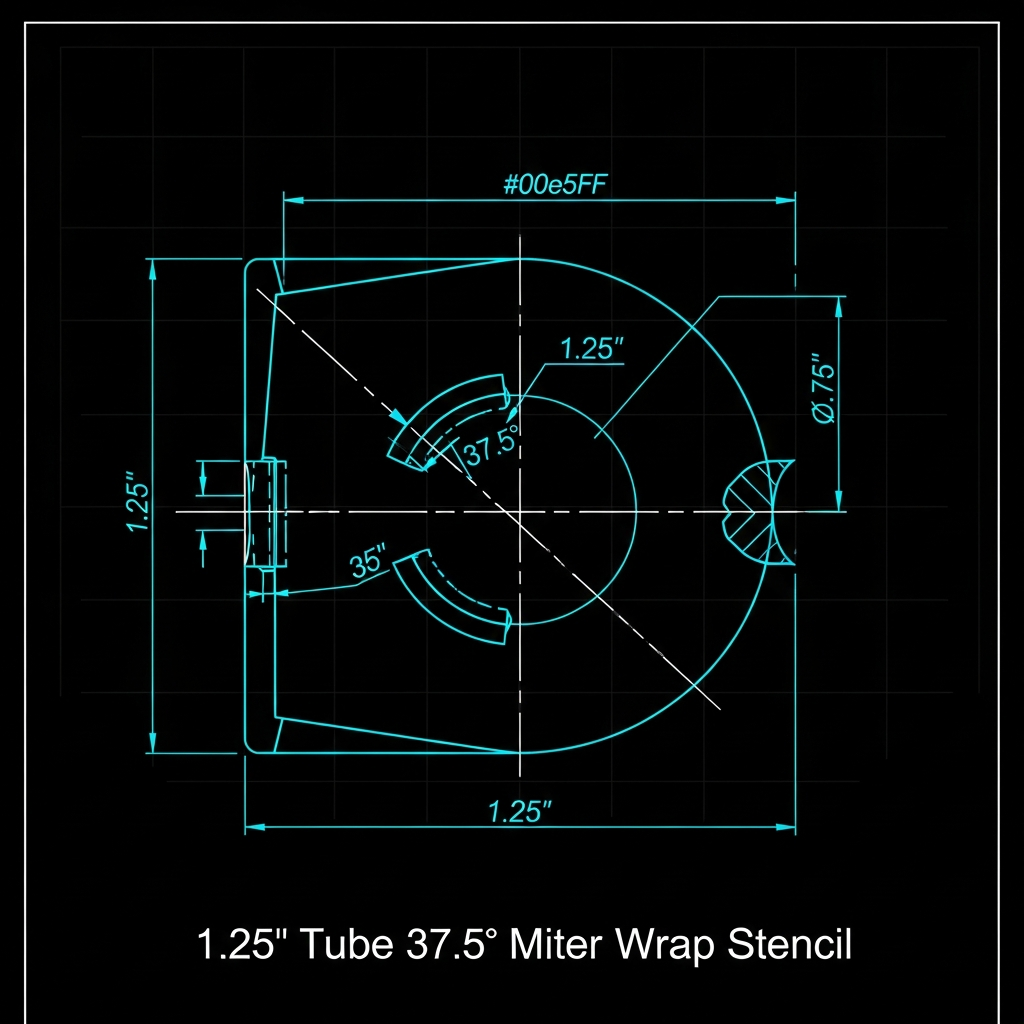 1.25" Tube 37.5° Miter Wrap Stencil