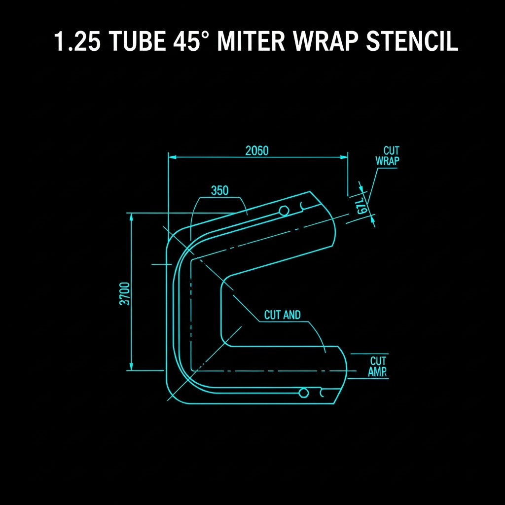 1.25" Tube 45° Miter Wrap Stencil