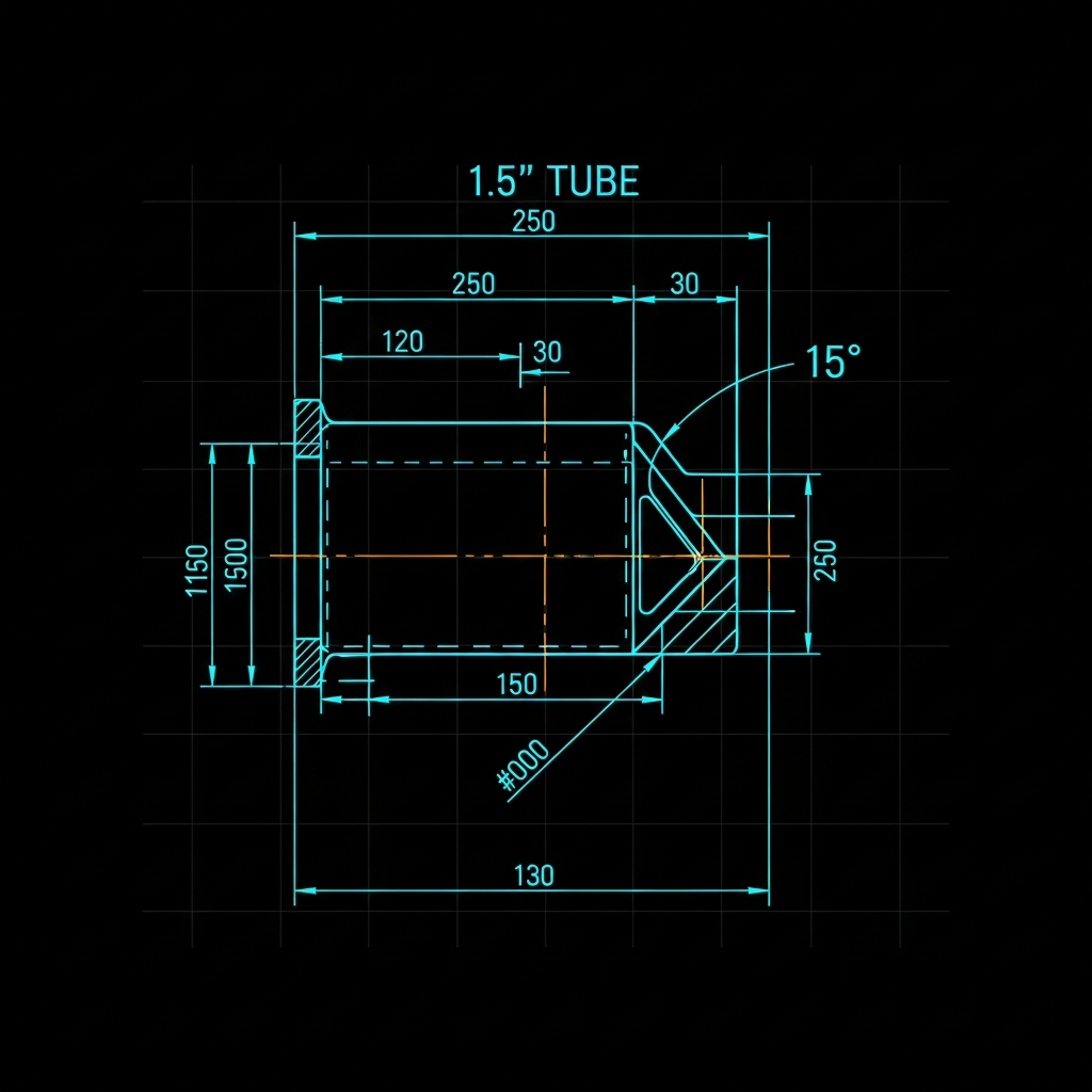 1.5" Tube 15° Miter Wrap Stencil