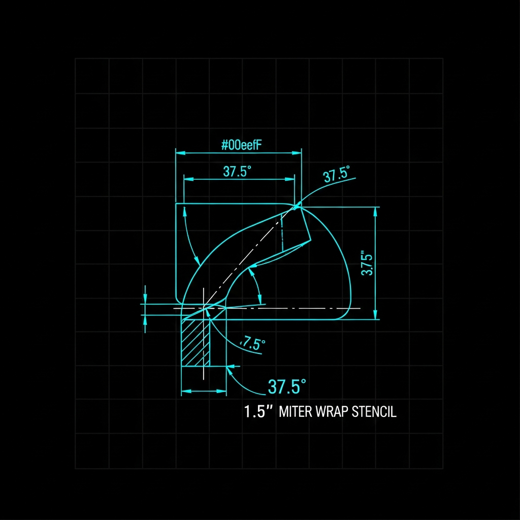 1.5" Tube 37.5° Miter Wrap Stencil