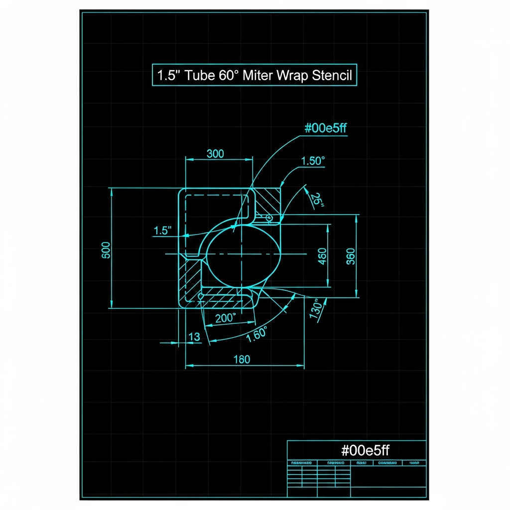 1.5" Tube 60° Miter Wrap Stencil