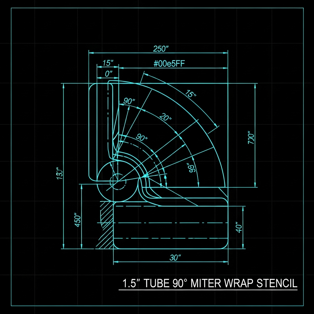 1.5" Tube 90° Miter Wrap Stencil