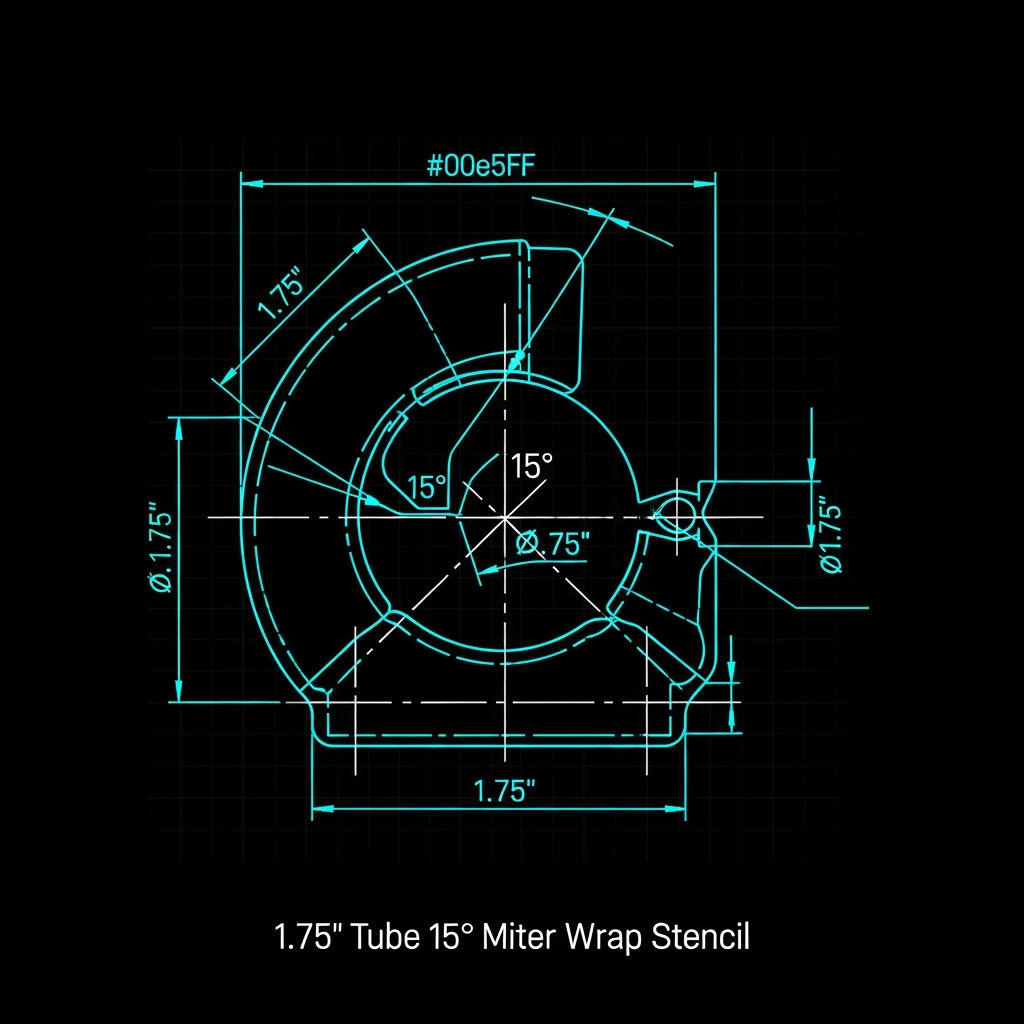 1.75" Tube 15° Miter Wrap Stencil